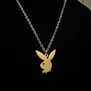 Playboy Necklace - 22" Gold Thin Chain - Unisex - Y2K